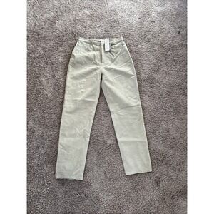 Bagatelle Pants Womens 10 Green Suede Leather Straight Leg NWT Western Boho